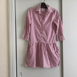 The Shirt by Rochelle Behrens Red and White Striped Mini Dress